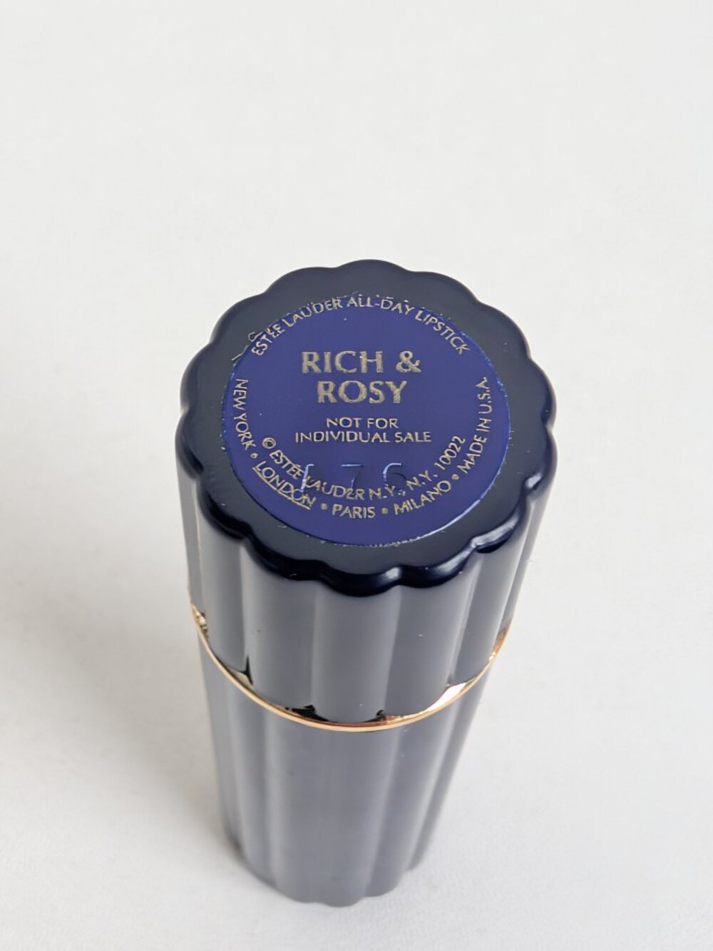 Estee Lauder All-Day Lipstick Rich and Rosy Retired Full Size Blue Ribbed Tube